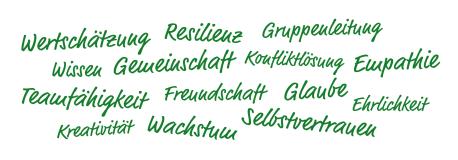 Wortsalat über Werte, welche man in einer Jungschar leert